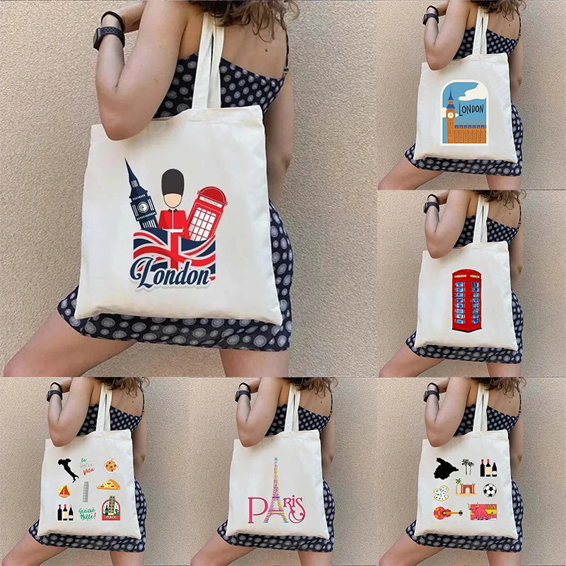 Travel Accessories London - London UK Paris Printing Ladies Canvas