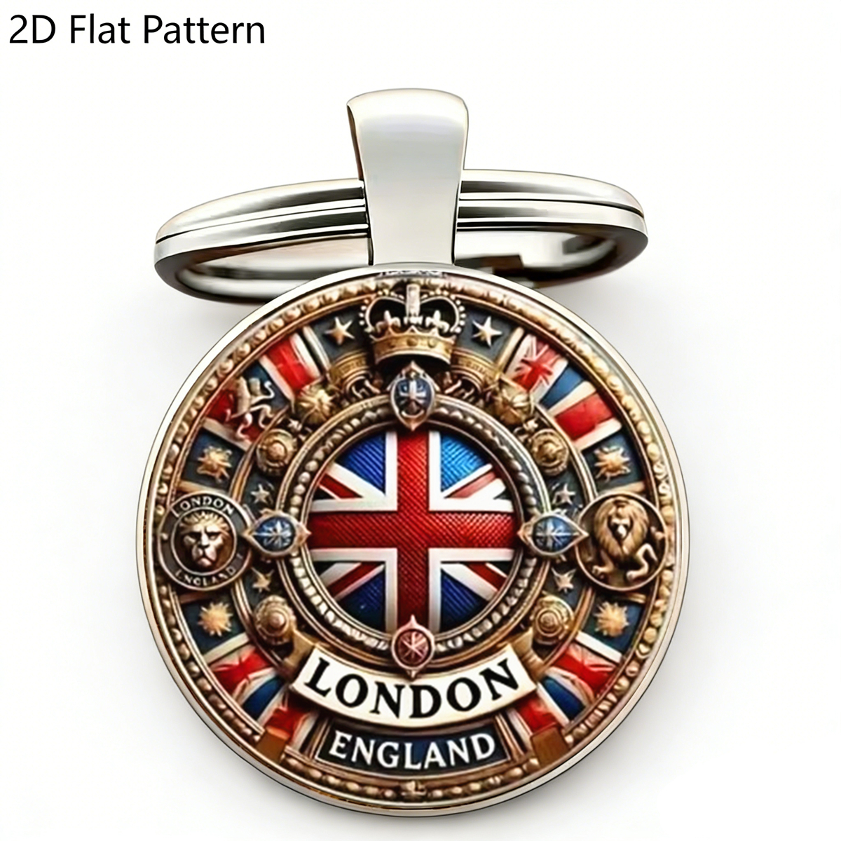 Travel Accessories London - Vintage London Keychain Round Glass Pendant