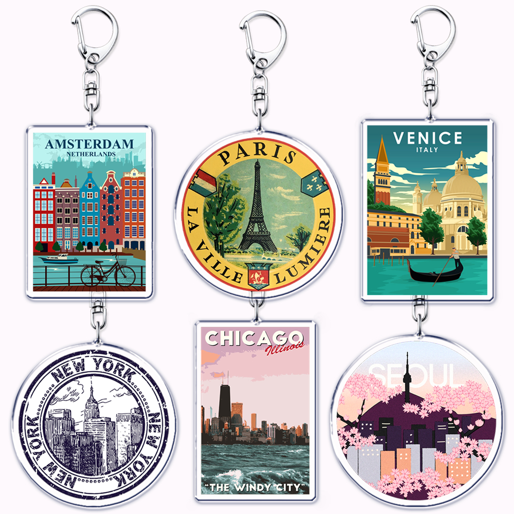 Travel Accessories London - Hot Travel Cites Keychains for Accessories
