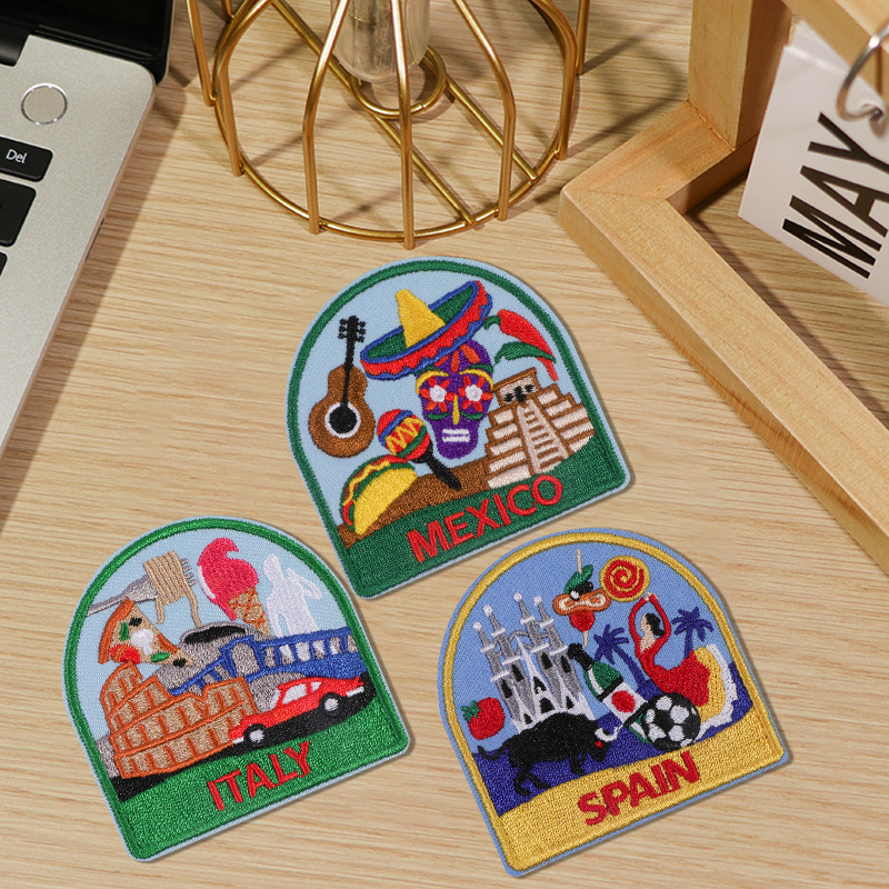 Travel Accessories Sewing Patterns - 3Pcs European Country Art Embroidery Patches,Mexico-Italy-Spain