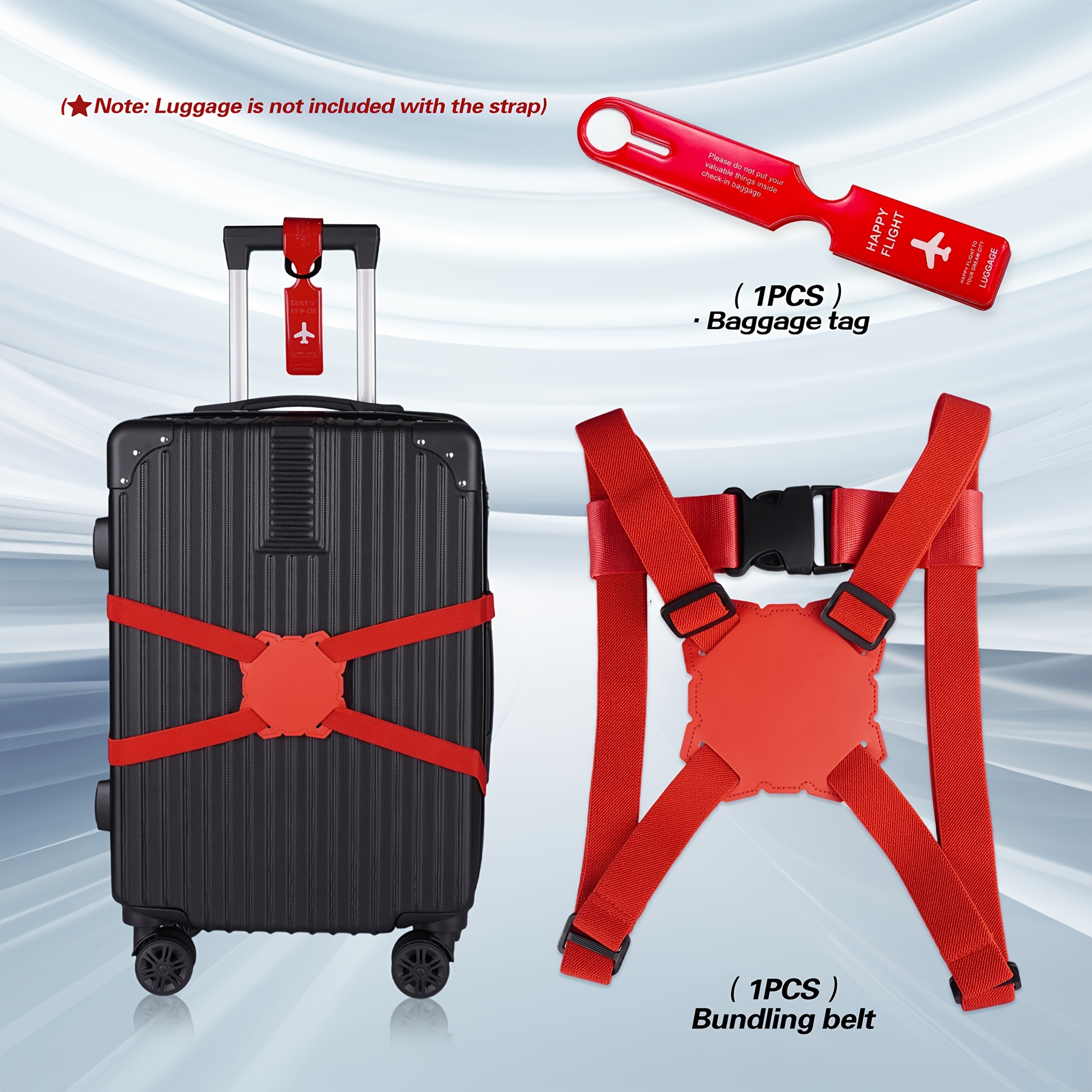 Travel Accessories Luggage Straps - 2-Piece Luggage Strap Set + Luggage