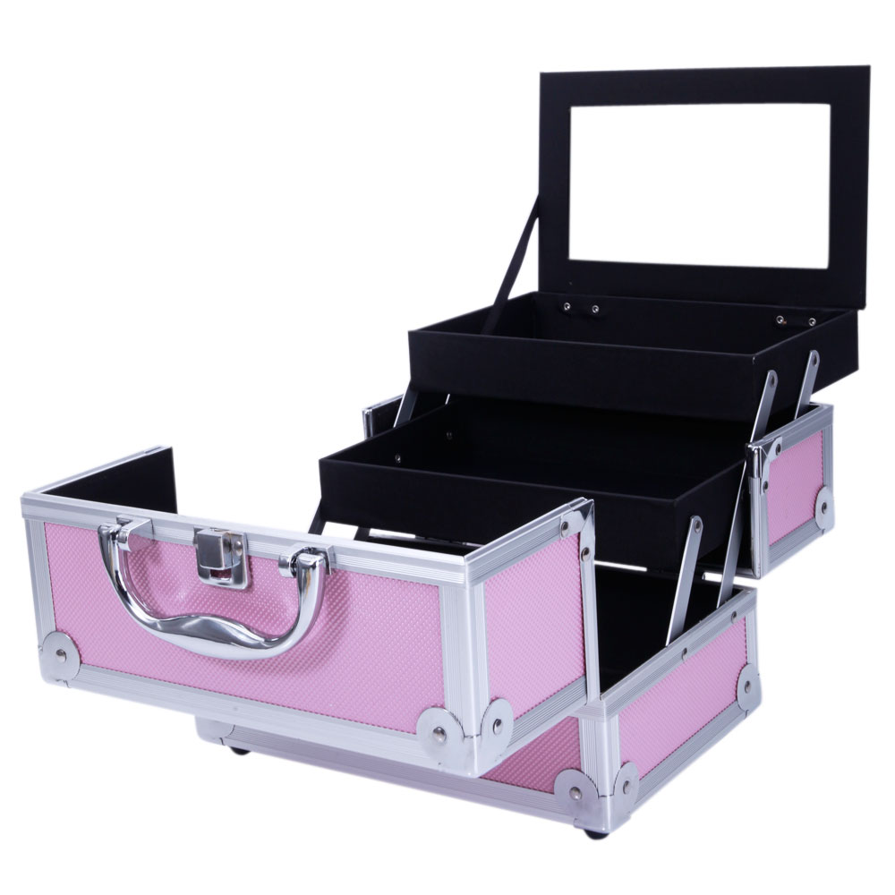 Pink Aluminum Alloy Makeup Cas - Travel Accessories Organizer Case ulasan dan harga