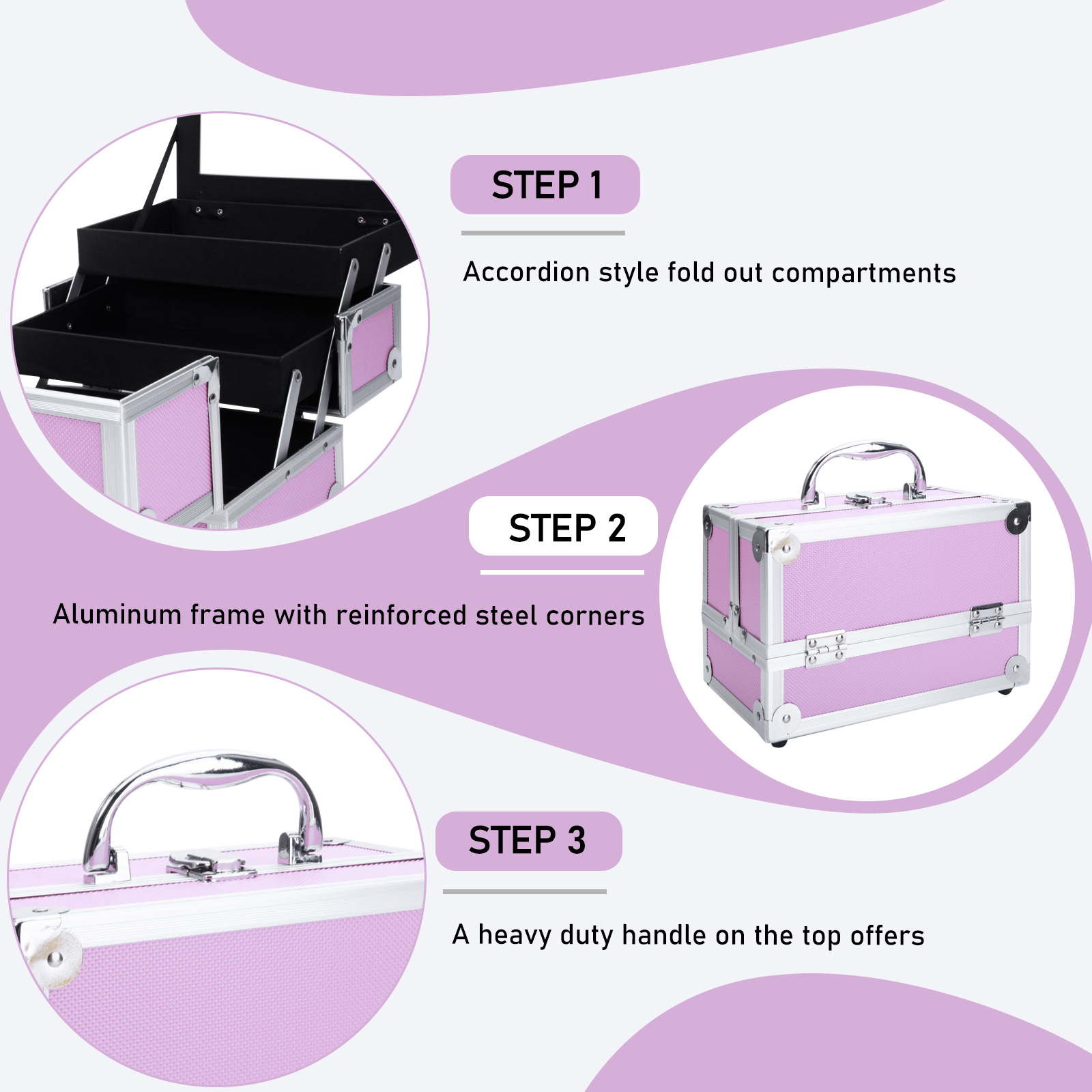 Pink Aluminum Alloy Makeup Cas - Travel Accessories Organizer Case ulasan dan harga