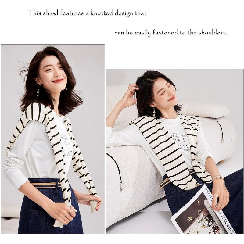 Knitted Striped Shawl Wrap Hig - Travel Accessories Neck ulasan dan harga