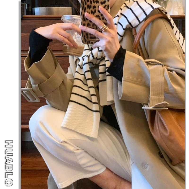 Knitted Striped Shawl Wrap Hig - Travel Accessories Neck ulasan dan harga
