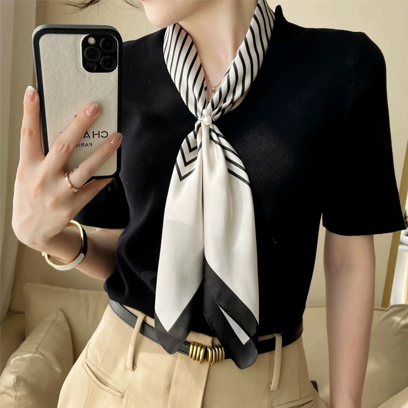 70x70cm Summer Silk Scarf for  - Travel Accessories Neck ulasan dan harga