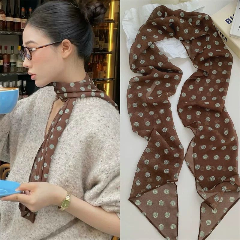 Women Brown Polka Dot Printed  - Travel Accessories Neck ulasan dan harga