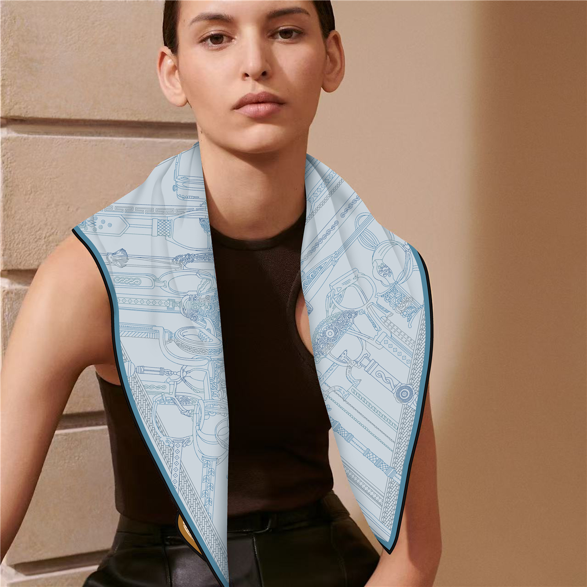 Two Sided Print Twill Scarf Wo - Travel Accessories Neck ulasan dan harga
