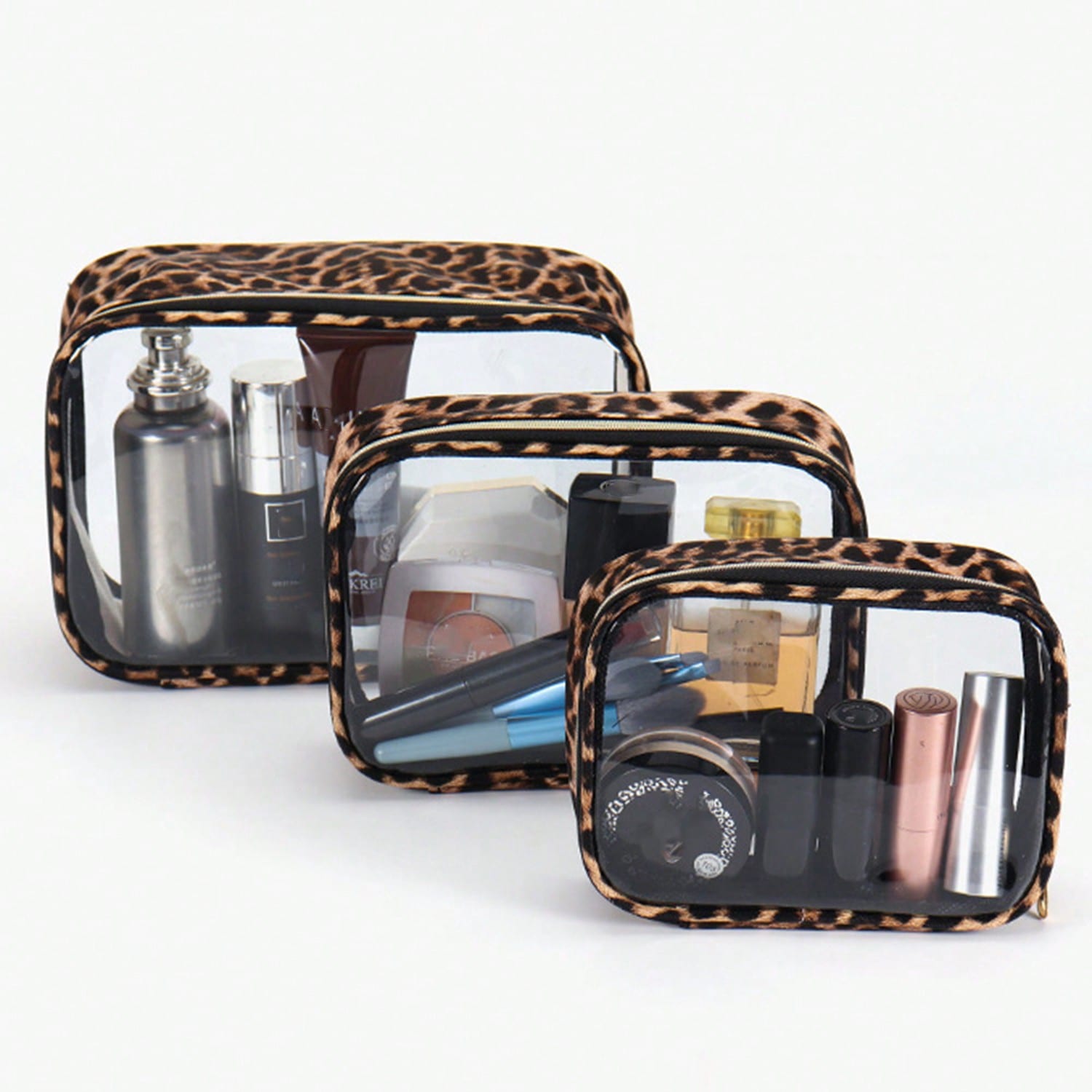 1pc/3pcs Leopard Print Transpa - Toiletry Bag Tsa ulasan dan harga