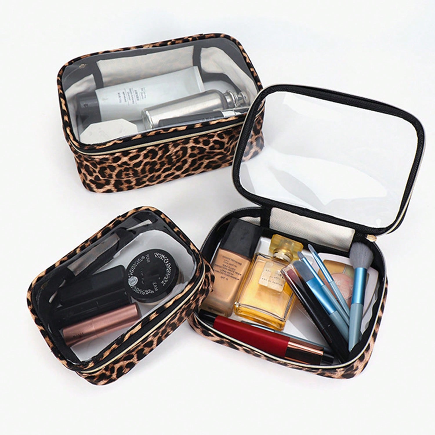 1pc/3pcs Leopard Print Transpa - Toiletry Bag Tsa ulasan dan harga