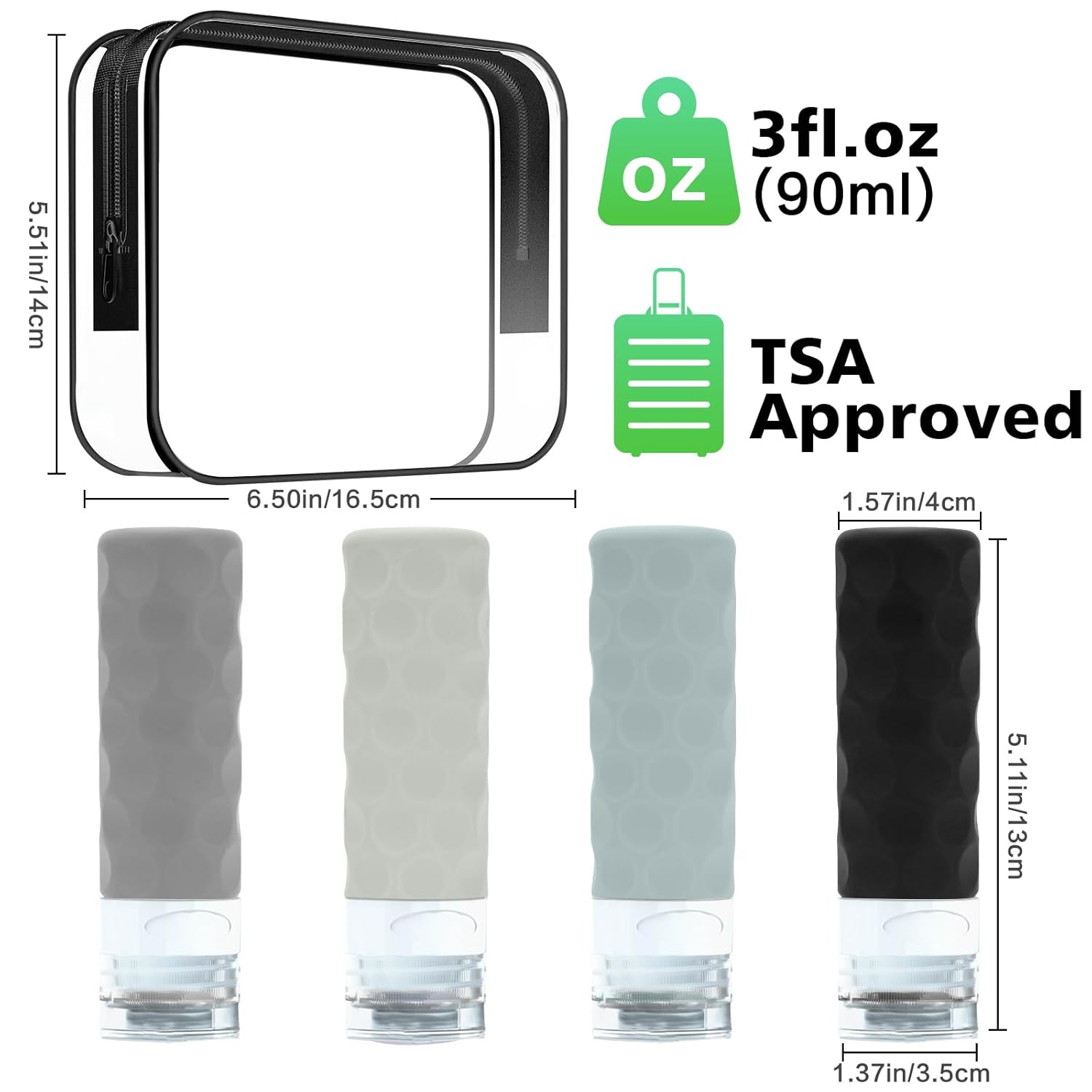 4 Pack TSA Approved 3oz Travel - Toiletry Bag Tsa ulasan dan harga