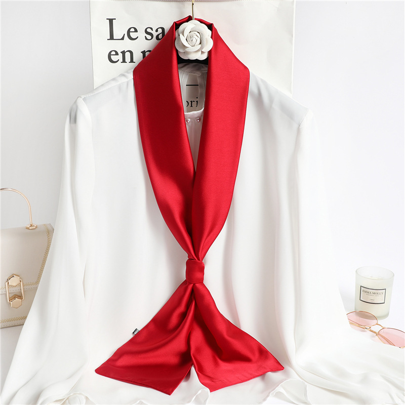 Red Solid Color Long Silk Scar - Travel Accessories Neck ulasan dan harga